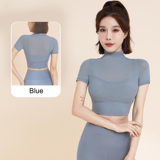 Женский летний топ для йоги Тонкий, быстросохнущий, хорошо пропускает воздух, короткие рукава, открытая талия, укороченный топ для бега, пилатеса, спортзала, упражнений