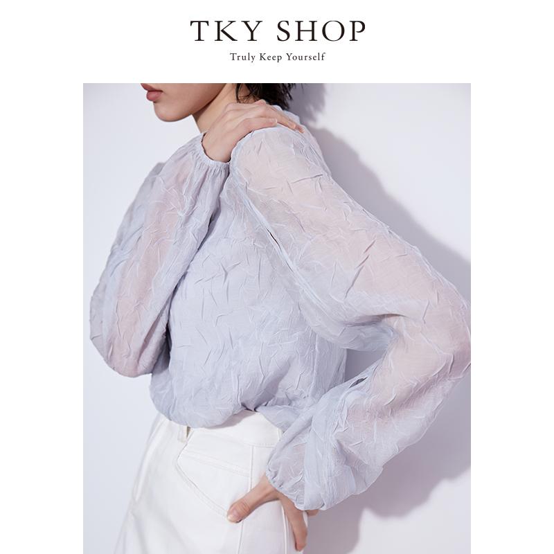 [Same as mall] TKY SHOP premium Western style thin chiffon sweater 2024 new texture