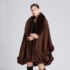 16 Colors Women String Rabbit Fur Collar Outstreet Wear Winter Thick Poncho Cardigan Long Cloak Big Pendulum Loose Shawl Coat