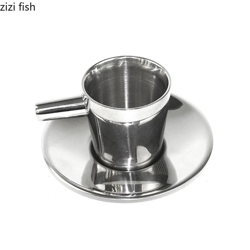 Набор из нержавеющей стали для кофе и посуды, чашка для чая с цветком, чашки для чая с молоком, металлические чашки для воды, кружка для послеобеденного чая, кружка для молока, кружки для сока