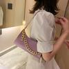 Retro Baguette Bag Shoulder Chain Women's Bag 2025 New French Personality Crocodile Pattern Purple Underarm Bag Tide