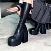 2025 New Large Size Square Toe Long Boots Women Thick Heel Over Knee Slim Boot High Tube Knight Boot Women Winter Rubber Sole
