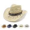 Retro Ethnic Style Western Cowboy Straw Hat Women'S Seaside Beach Sun Hat Vacation Style Casual Versatile Hollow Straw Hat