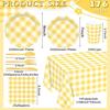 Yellow Gingham Lace Party Paper Plate Set for Kids Birthday Decorations Disposable Tableware 60-Pack