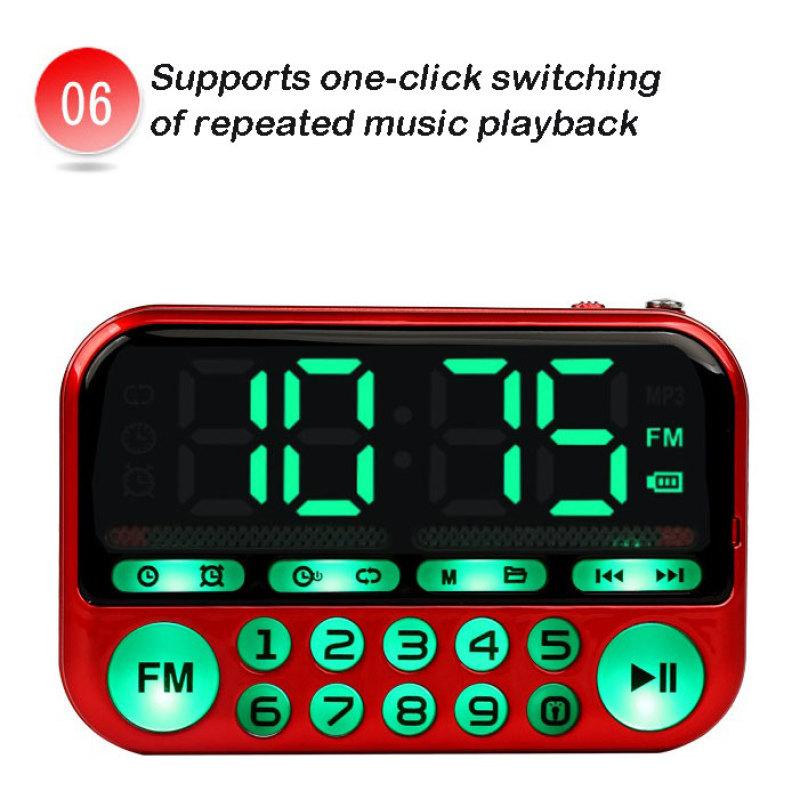 Mini Portable Radio Large Screen Handheld Digital FM USB TF MP3 Rechargeable Player Speaker