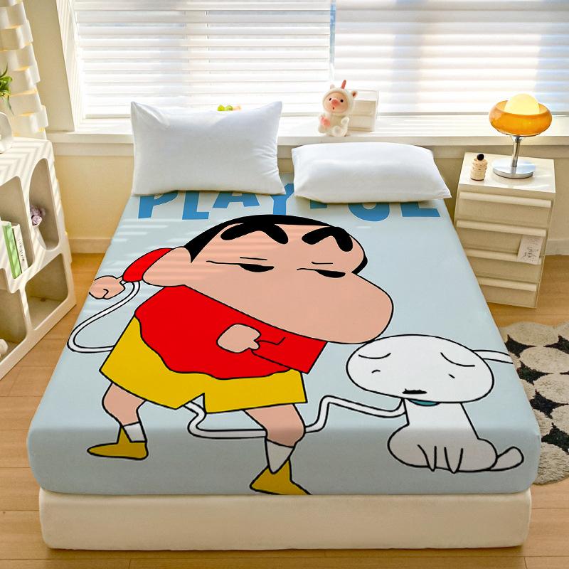 Cartoon Crayon-Shin-Chan Soft Bedding Fitted Sheet Deep Pocket 30Cm,3D Pattern Fitted Sheets Fade Resistant Multiple Sizes
