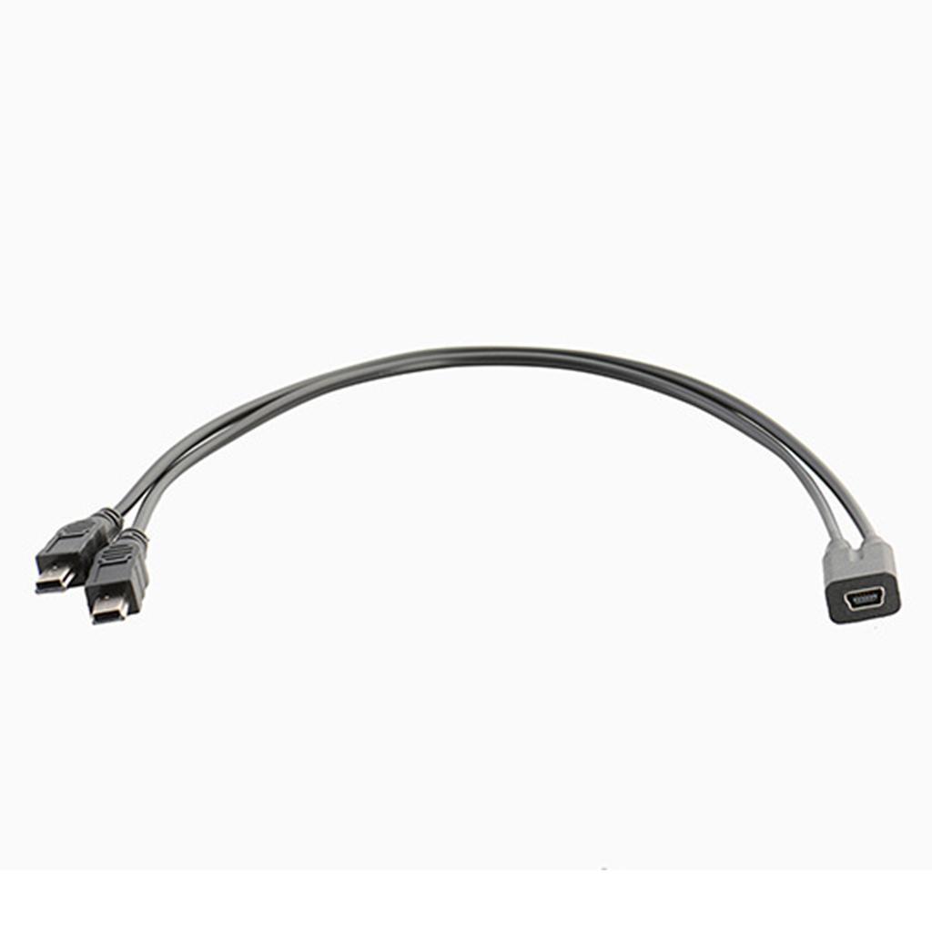 Mini USB 1 To 2 Y Splitter Cable USB 2.0 Mini 5-Pin Female To Double 2 Male Converter High Speed Charging Cable Cord