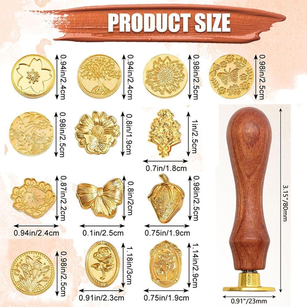 8/10/12Pcs Retro Wax Seal Stamp Head Kit Multishape Enamelled Seal Heads Gift Packing