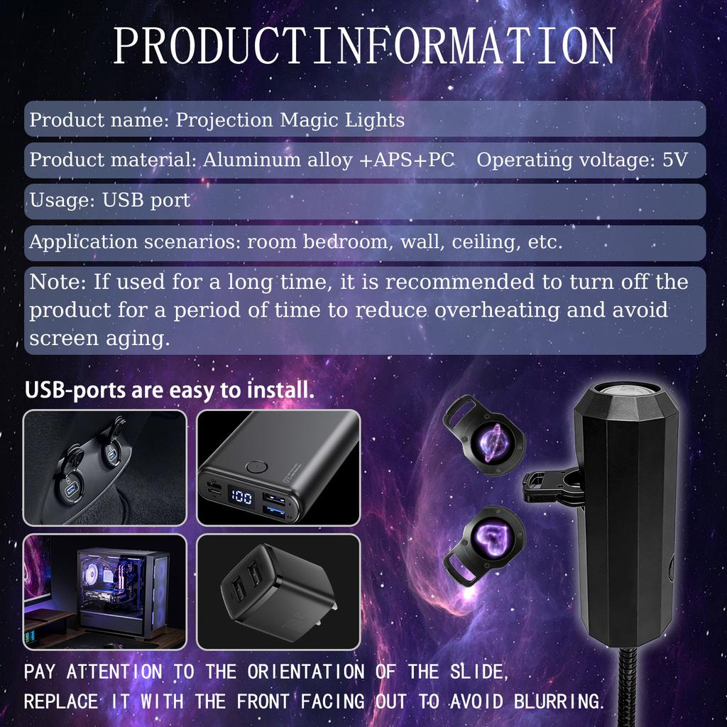 Planetary and lunar projection lamp 7 interchangeable light panels bedroom bedside ceiling decorative night light.