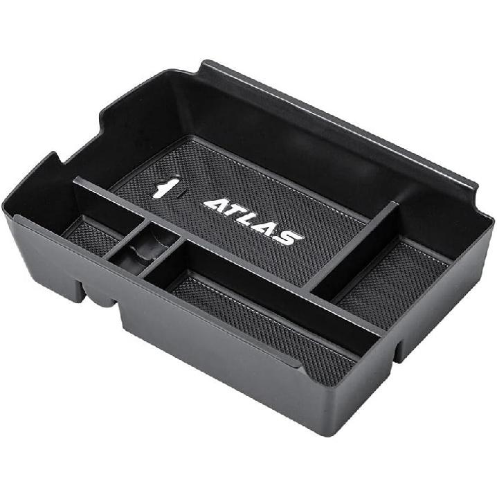 EDBETOS Center Console Organizer Tray Compatible with Atlas Accessories 2018 Secondary Armrest Storage Glove Box Divider ABS Black Materials