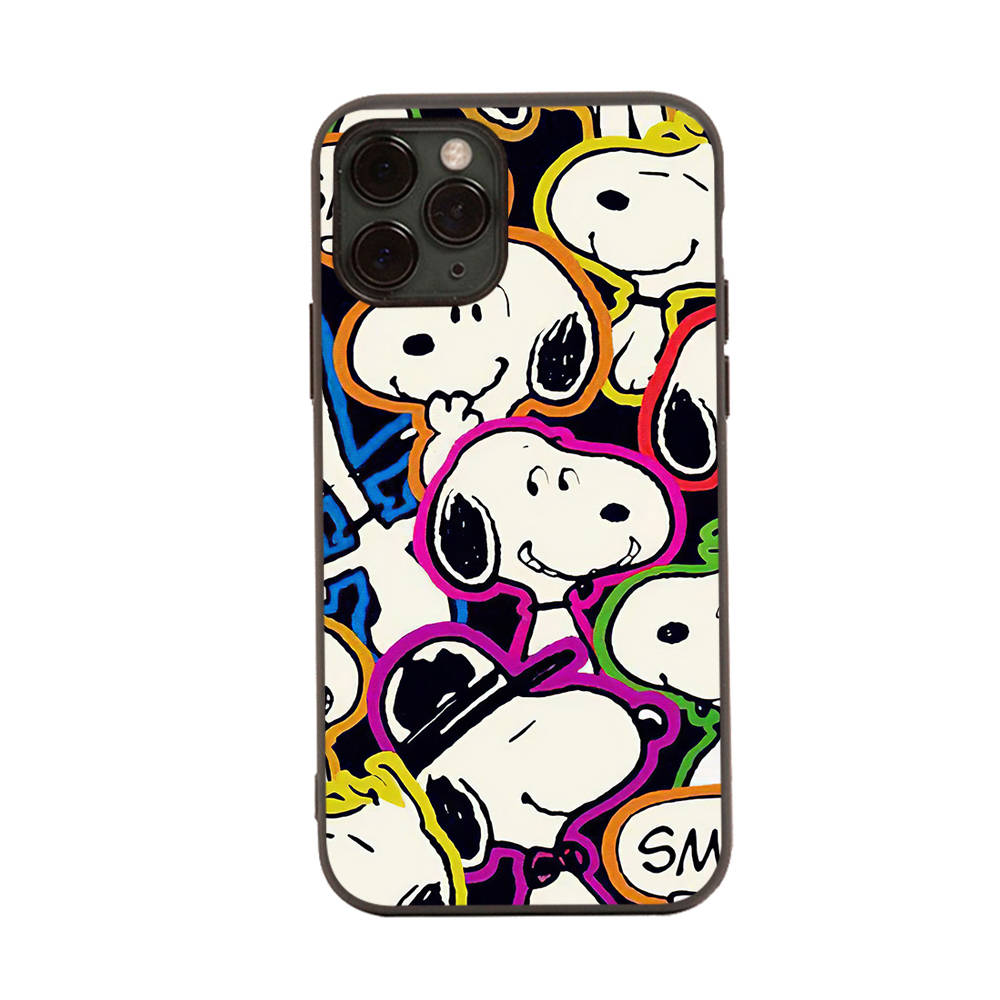 SM3 Lovely Snoopy Black Sofe Case for Samsung Note 20 Lite S24 Ultra S23 A03 A05 A06 A11 A71 A15 A16 A13 A24 A25 A33 A52 A53 A50 M55 M35 Plus