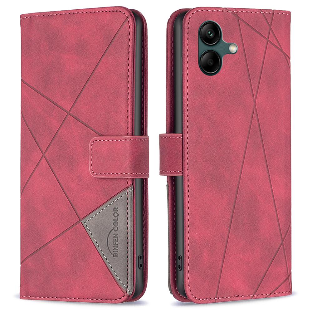 BINFEN COLOR For Samsung Galaxy F06 5G/M06 5G Phone Cases Wallet Stand Geometry Imprinted Leather Cover