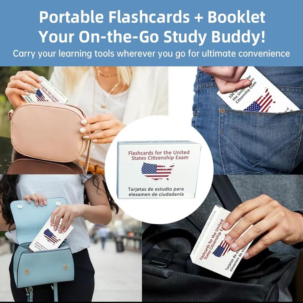 US Citizenship Test Flashcards Bundle With Naturalization Study Guide, 100 US Citizenship Questions And Answers, US Citizenship Flashcards