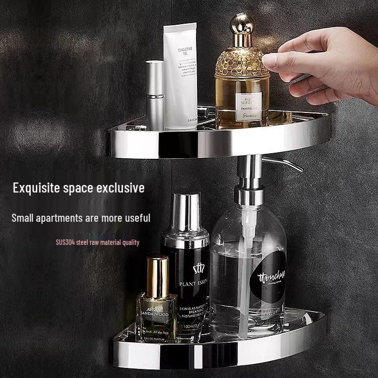 Угловая полка из нержавеющей стали 304 без сверления для настенного хранения в ванной комнате и отеле