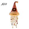 Indoor Covered Patio Holiday Decor Lighted Santa Hat Hanging Chandelier, Warm LED Christmas String, Sequined Cone Pendant with String Lights for Home
