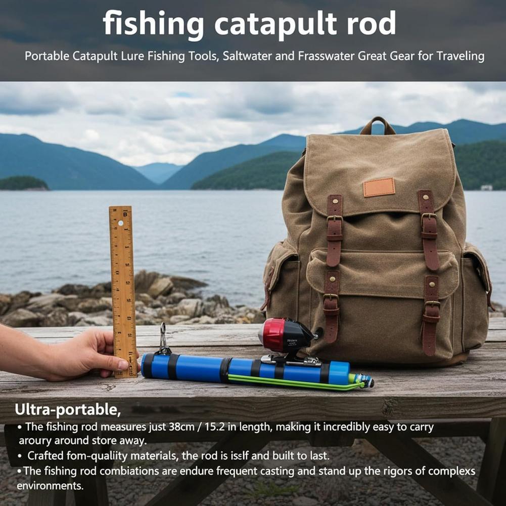 Fishing Catapult Rod Portable Lightweight Catapult Fishing Reel Durable Sturdy Fish Bait Launching Equipment for Traveling Bass