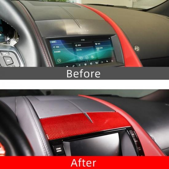 Red Carbon Fiber Center Console Panel Sticker For Jaguar F-TYPE 2013-