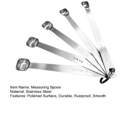1 Set Measuring Spoon Food Grade Polished Surface Rustproof High Precise Clear Scale Stainless Steel Seasoning Spice
