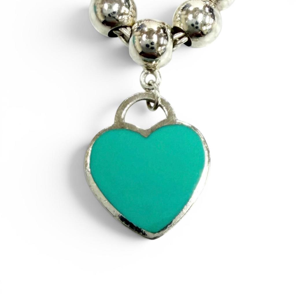 Excellent TIFFANY&Co. bracelet Mini Heart Tag Bead Bracelet Silver AG925 Used