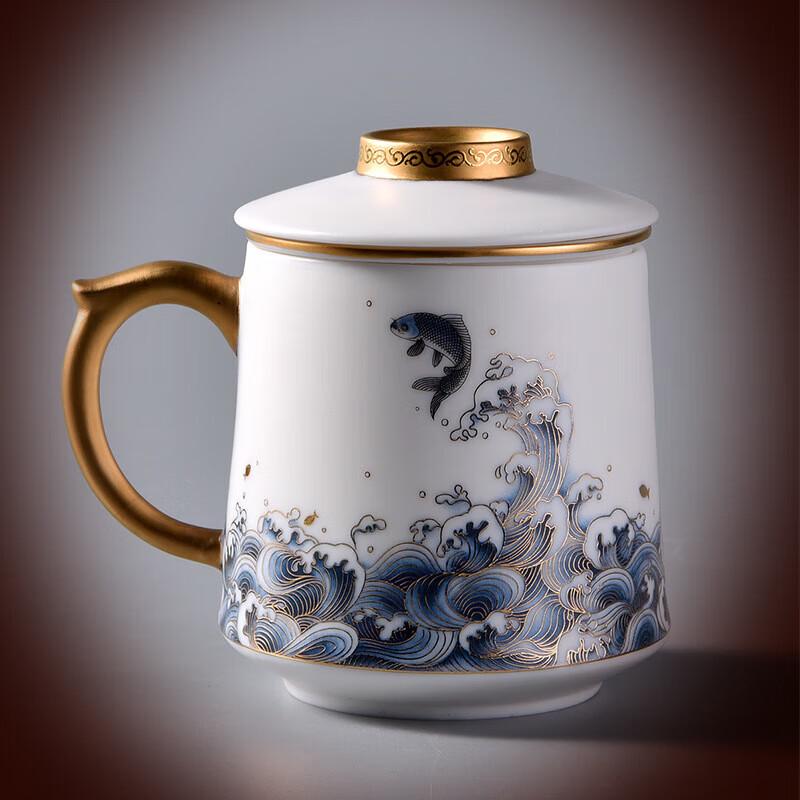 Dehua White Porcelain Floral Tea Mug with Crystal Infuser