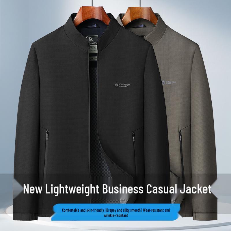 Мужская куртка с воротником-стойкой - Весна/Осень 2026 Business Casual для среднего и пожилого возраста