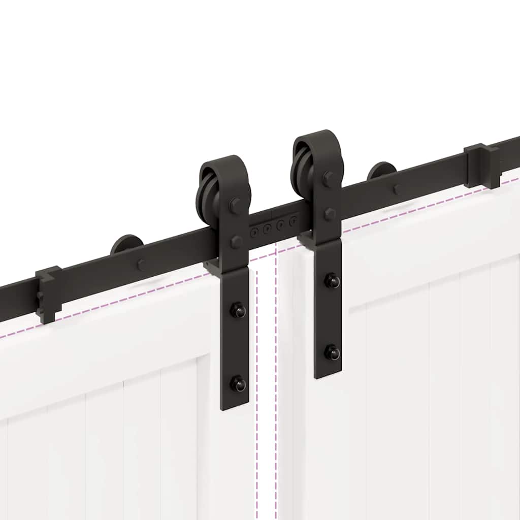 Sliding Door Hardware Set 400 cm Steel Black