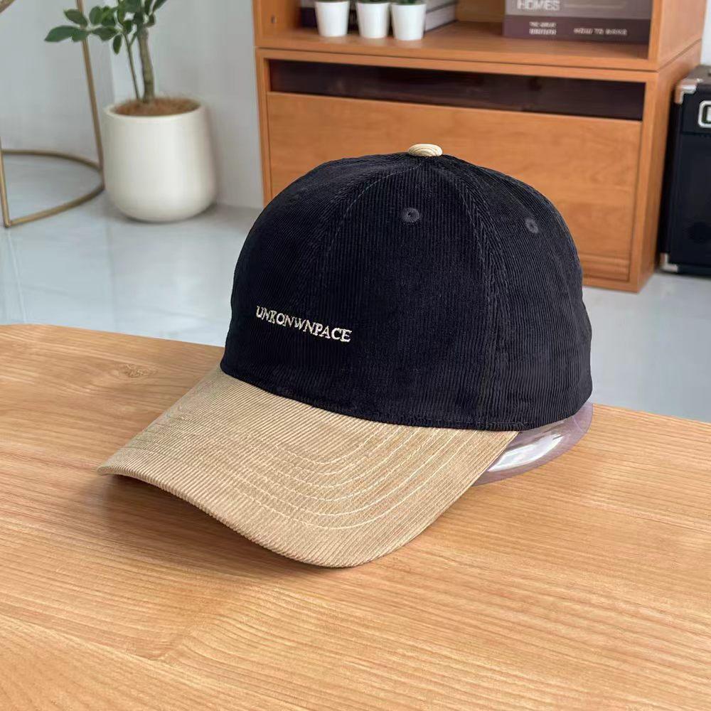 Fashion Hat High Quality Contrast Color Wide Brim Corduroy Sun Cap Children's Autumn and Winter Korean Casual Shade Striped Baseball Cap