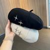 Metal Standard Woolen Beret Female Autumn and Winter Retro Face Small Star Anise Hat Fashion Literary Painter Hat Tide