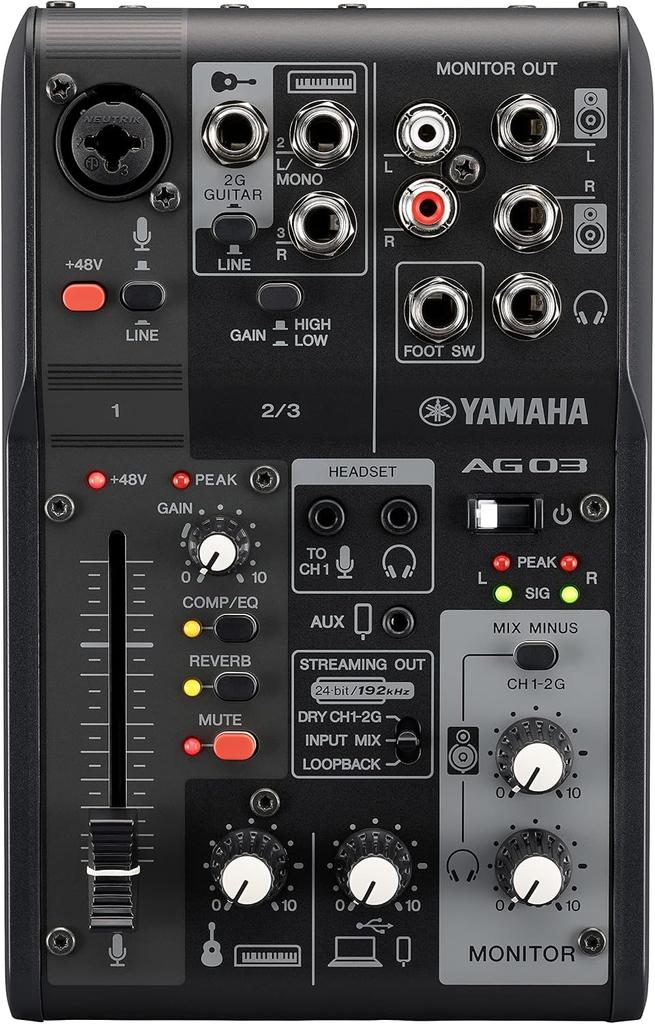 Yamaha Live Streaming Mixer 3 Channel Black AG03MK2 B