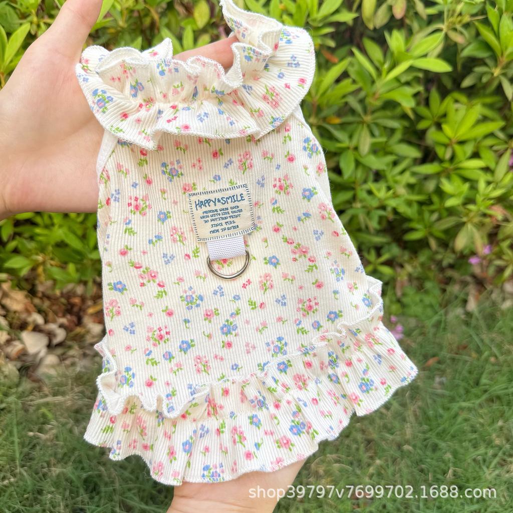 Spring and Summer New Hollow Suspender Skirt Dog Cat Clothes Pet Clothing Thin Breathable Cooling Cool Clothes Sun Protection