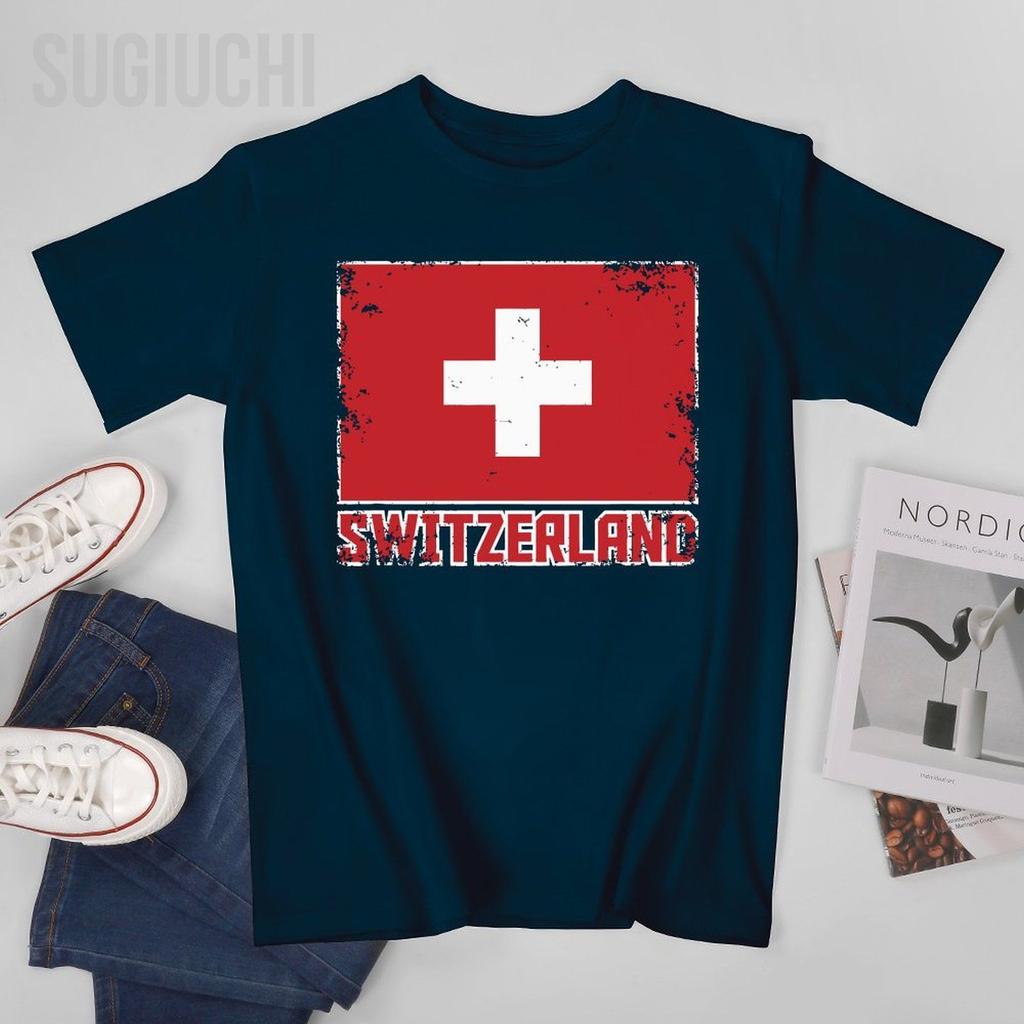 Unisex Vintage Switzerland Flag Suisse Swiss Tshirt Tees Oneck T Shirts WoUnisex Boys 100 Cotton TShirt