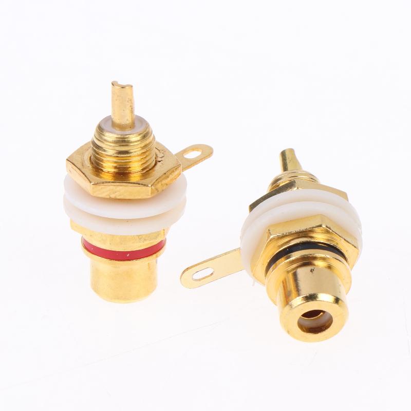 4Pcs Rca Female Socket Lotus Connector Chassis Panel Mount Adapter Audio Terminal Plug 3.5Mm Av Plug Gold Plated
