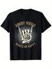 This T-shirt Is Designed for Metal Lovers with Angry Music Printed To Make Me Happy. It Is a Casual Unisex Round-neck Sh