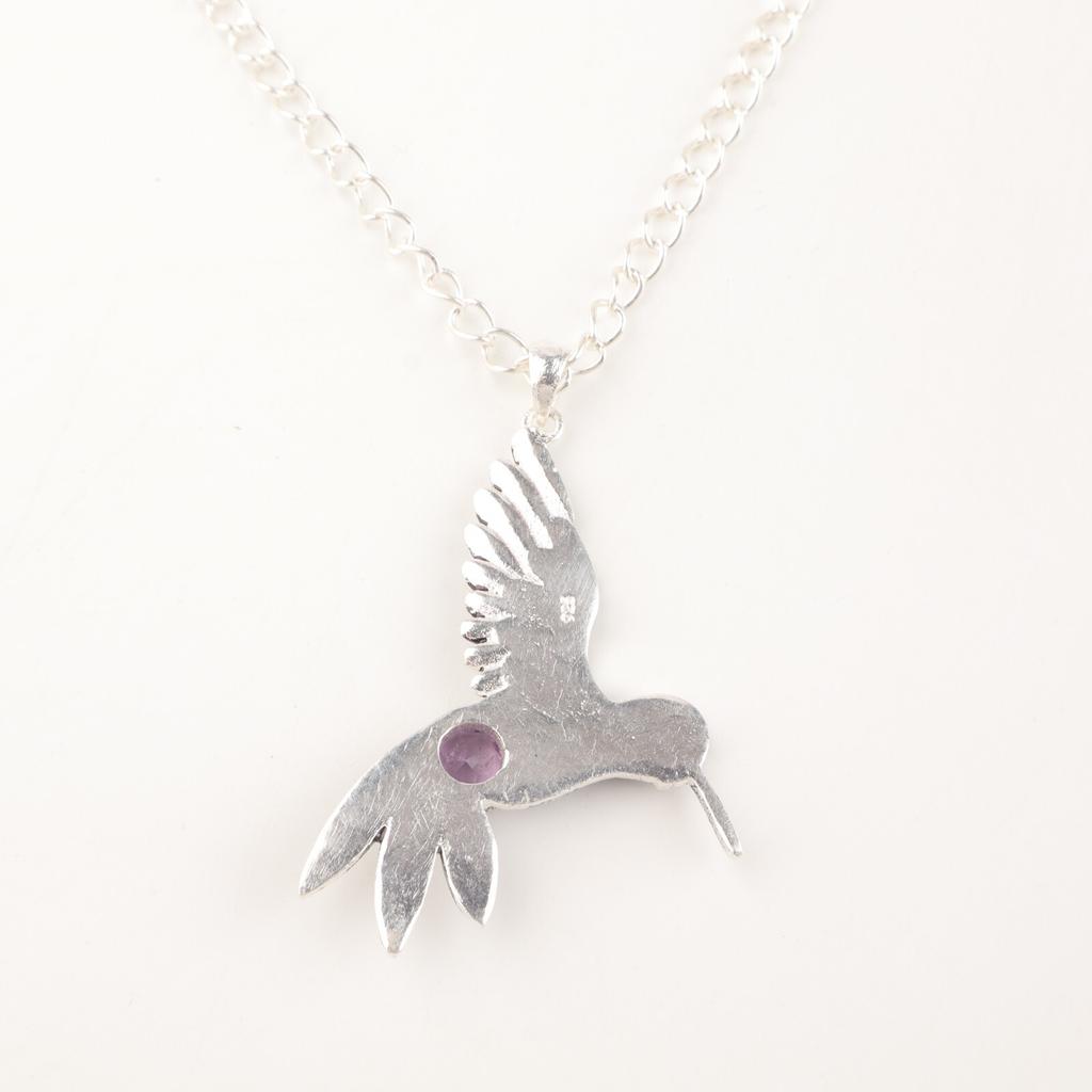 Amethyst Gemstone 925 Sterling Silver Jewelry Bohemian Pendant1.8" Gift For Her CP-20-3