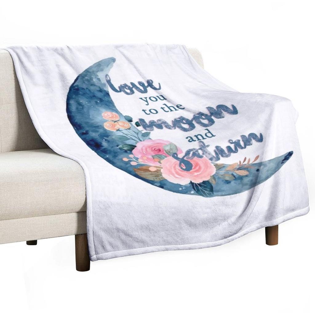 love you to the moon and saturn seven Throw Blanket Nap Decorative Beds Picnic Summer Blankets