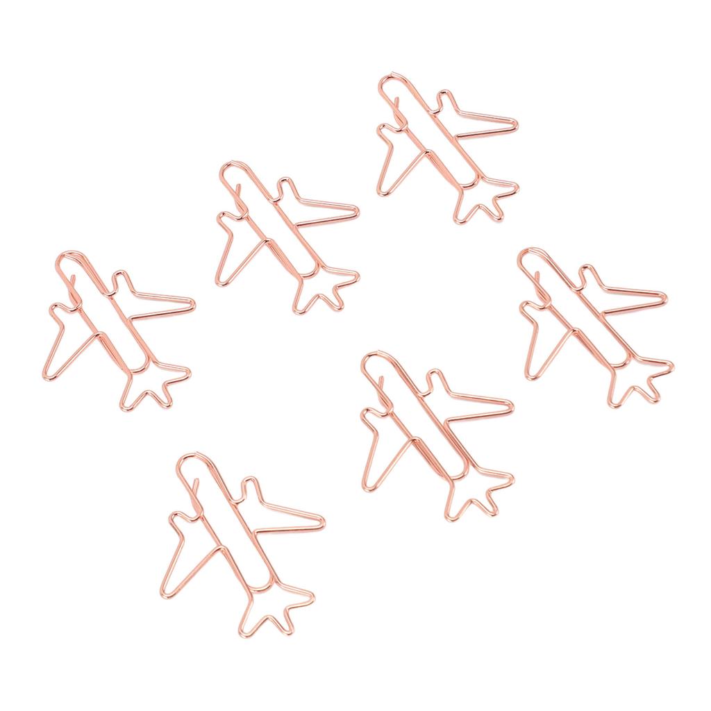 80pcs Airplane Shaped Paper Clips Rose Gold Prevent Rust Plane Shaped Bookmark Clips Office