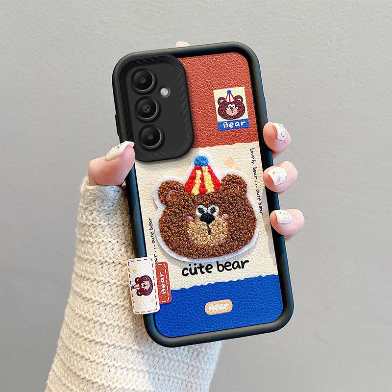KEYSION Мультяшный милый плюшевый чехол с вышивкой для Samsung A55 5G A35 со шнурком, силиконовый противоударный чехол для телефона Galaxy A25 A15 5G