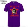 My Cat Is A Communist Print Tshirt Vintage Funny Cat Lover Sayi T Shirt Starling Stalin Streetwear Hipster Casual Fashion Shirt
