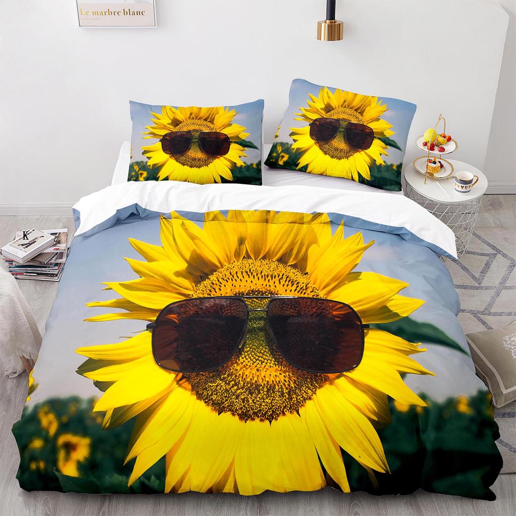 Желтые подсолнухи Пододеяльник размера King Queen Красивый цветочный постельный комплект для детей, девочек, женщин. Девичий, милый, с цветами, мягкий пододеяльник.