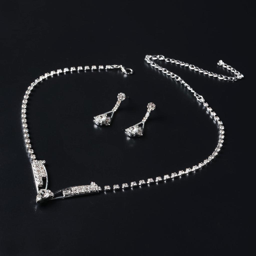 Стильный комплект серег ожерелья с каплями воды с бриллиантами, классический комплект свадебных украшений из двух частей