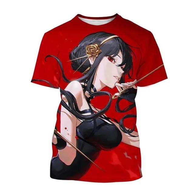 2024 Лето Новая японская аниме-шпионская X3D принтованная мужская футболка большого размера Свободный Удобный дышащий Быстросохнущий Топ 6xl