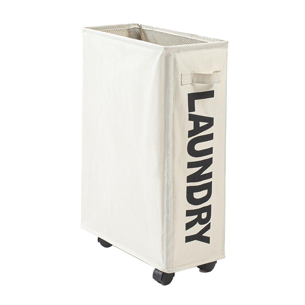 23 Inches Rolling Slim Laundry Basket with Wheels Collapsible Laundry Hamper On Wheels Tall Thin Narrow Foldable Storage Bins
