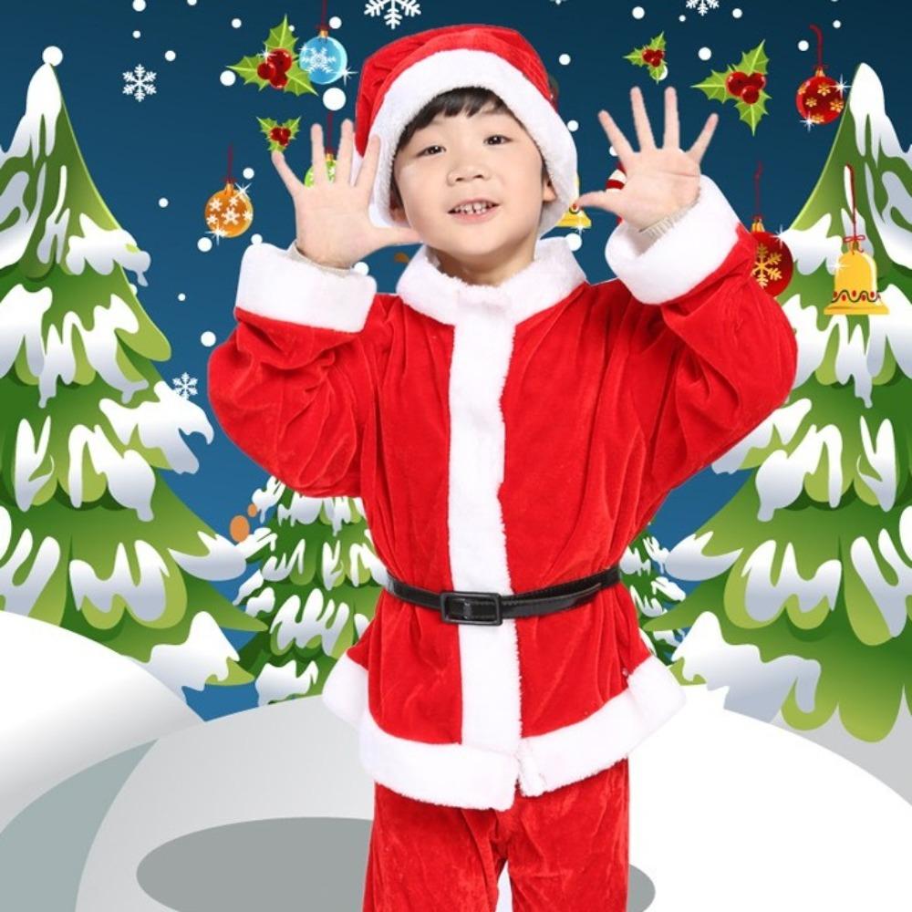 Классическая детская рождественская одежда Костюм Санта Клауса для Рождества Одежда для мальчиков девочек малышей