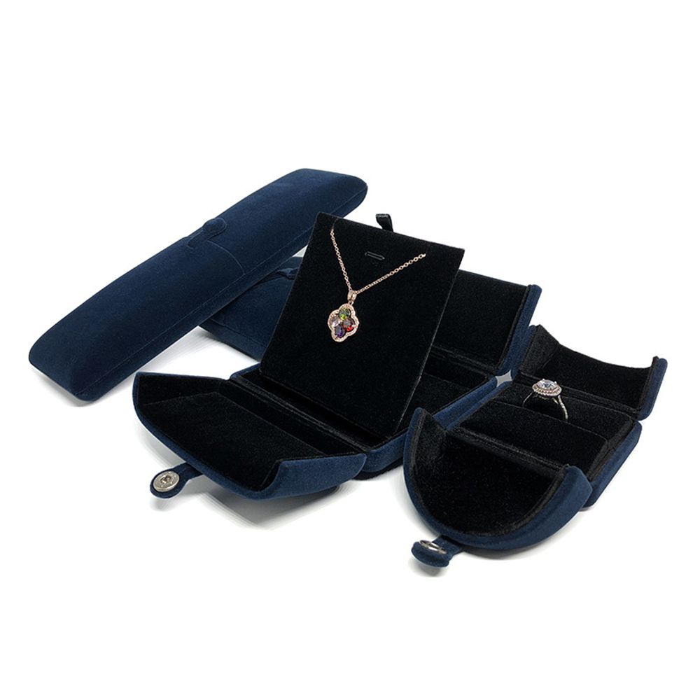 Travel Solid Color Velvet Jewelry Box Double Open Jewelry Box Bracelet Holder Case Gift Box