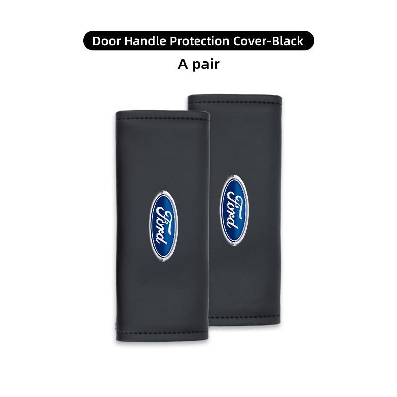 JQOZ8 Leather Car Door Handle Protection Sleeve Anti Stick Interior Accessory For Ford Fiesta Ranger Mondeo Escape Ecosport Fusion