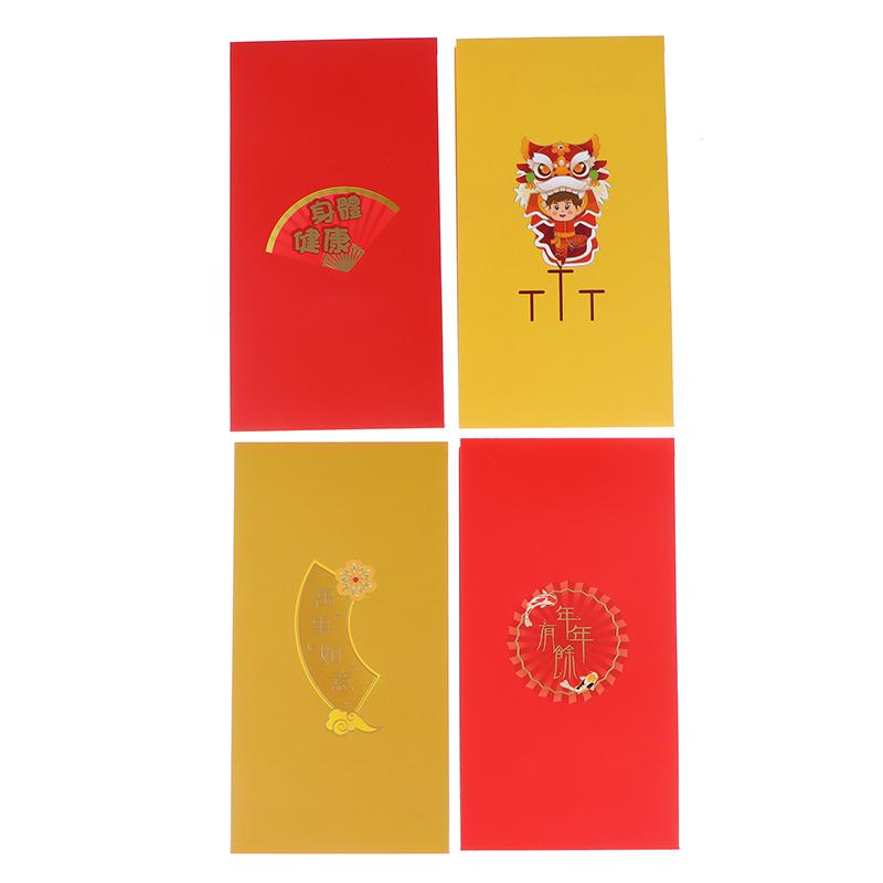 1Pc 2024 3D Chinese Dragon Long Luck Money Bag Red Pocket Hongbao Paper Envelopes Spring Festival Year Red Envelope