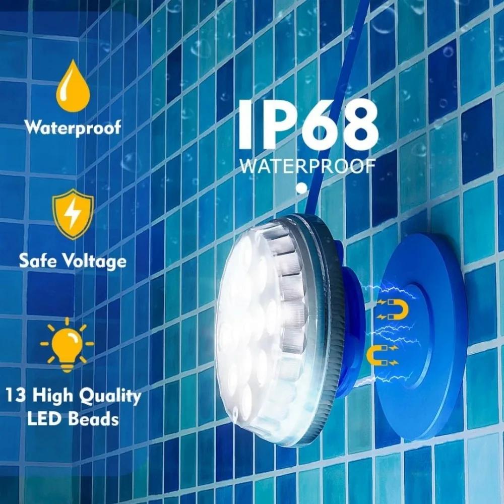Solar RGB Swimming Pool Underwater Lights IP68 Waterproof Lighting Remote Control Brightness Levels Timer for Pond Pool Lights