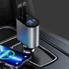 PT-16 Car Charger LED Display Cigarette Lighter Adapter with iP/Type C Retractable Cable