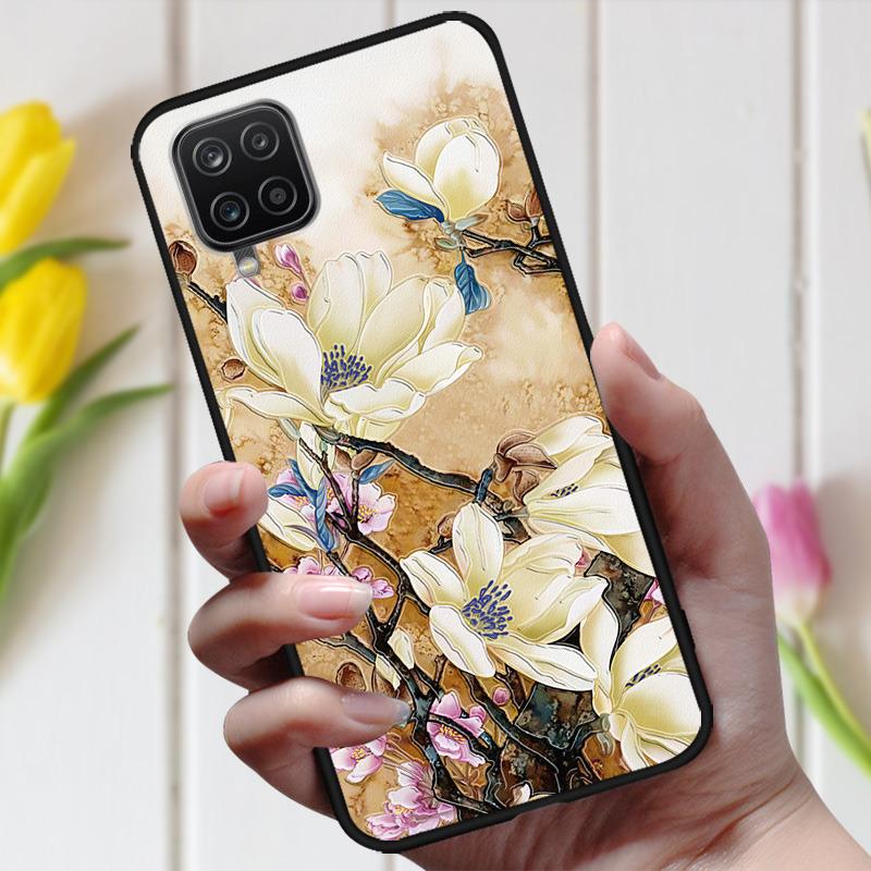 3D рельефный чехол с цветами для Samsung M32, милый рельефный чехол для Samsung Galaxy A22 4G 5G A 22 M12, чехол для телефона Galaxy M32 A12
