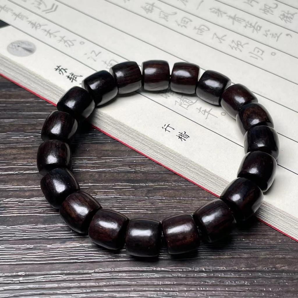 Браслет из этнического стиля из зеленого сандала с прямыми бочкообразными бусинами, ручной работы, бутик, маленький браслет из сандала, мужской и женский, Вэньвань, в один оборот